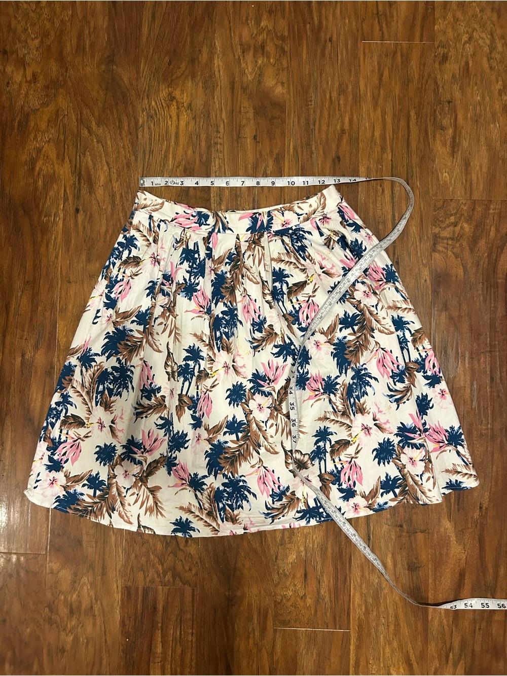 Grace Karin Cream Circle Skirt with Navy & Pink Floral Print - Picture 5 of 6